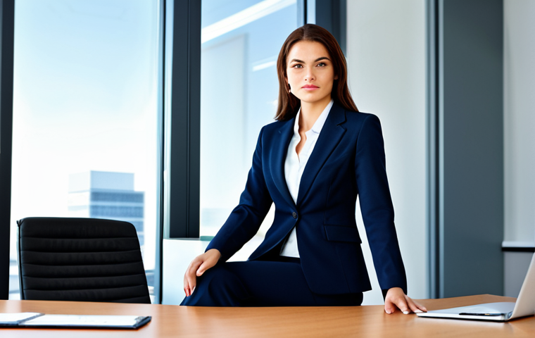 **Prompt:** "A professional businesswoman in a modest business suit, sitting at a desk in a modern office, fully clothed, appropriate attire, safe for work, perfect anatomy, natural proportions, professional photography, high quality."